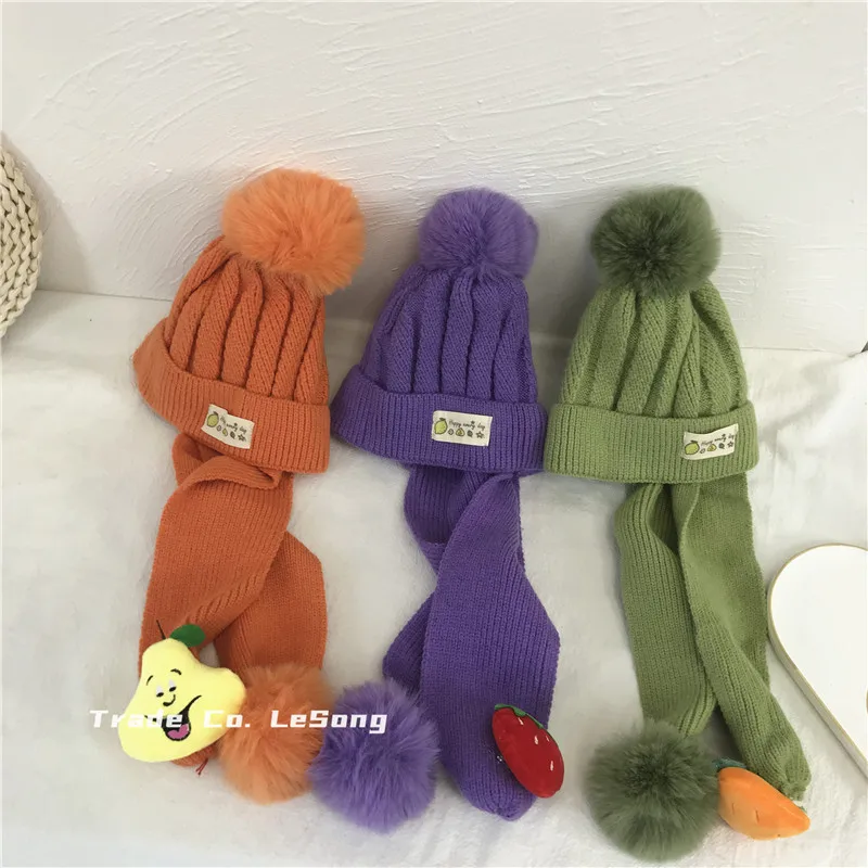 Модная хлопковая детская вязаная шапка шарф осень-зима Детский шарф-воротник