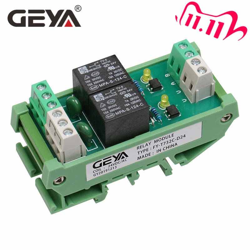 GEYA 2 канальный релейный модуль AC/DC 12V 24V AC230V реле Интерфейс|Реле| |