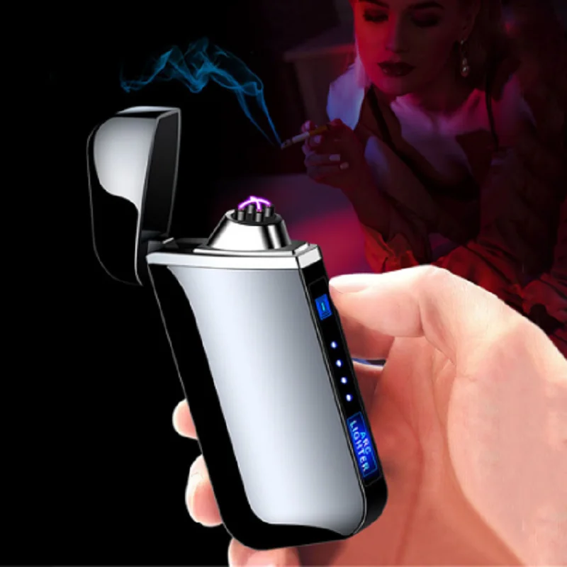 Портативный электрическая зажигалка с подключением к USB ветрозащитный двойной