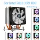 Кулер для процессора Intel LGA 2011, X79, X99, 4 медных тепловых трубки, радиатор, RGB-подсветильник ка, вентилятор охлаждения для HUANANZHI