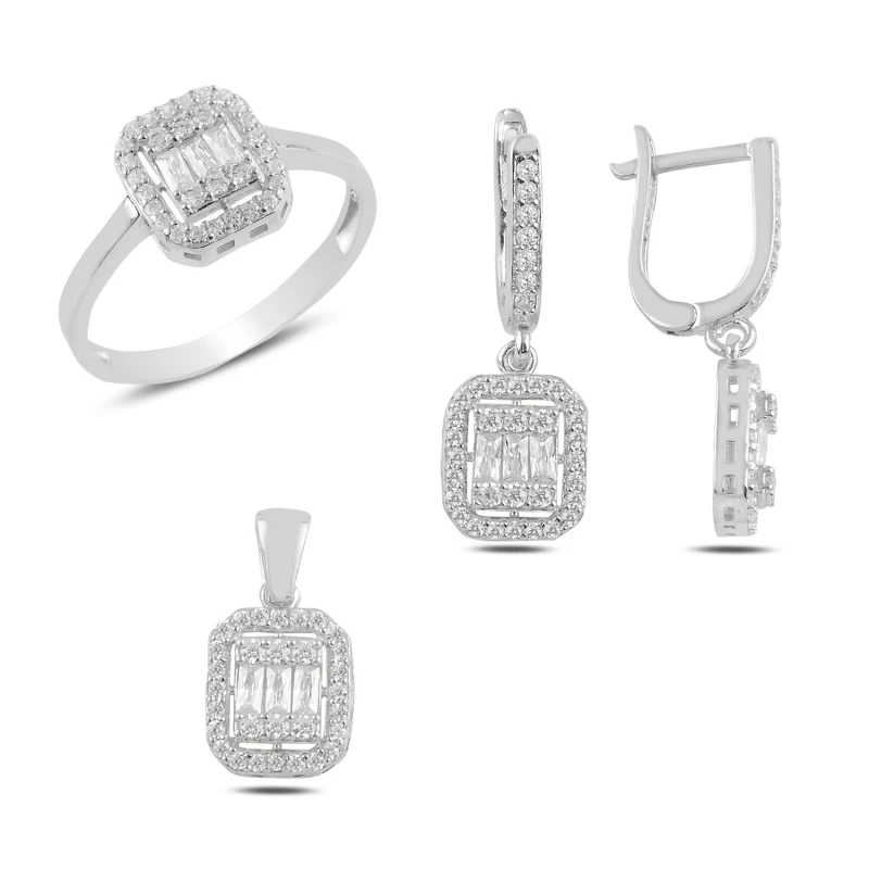 

Silverlina с серебряным цирконием кубический циркониевый солитер Set