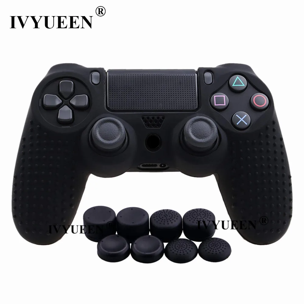 Черный IVYUEEN для playstation 4 PS4 Pro тонкий силиконовый гелевый чехол-накладка с 8 аналоговыми ручками - Цвет: Черный