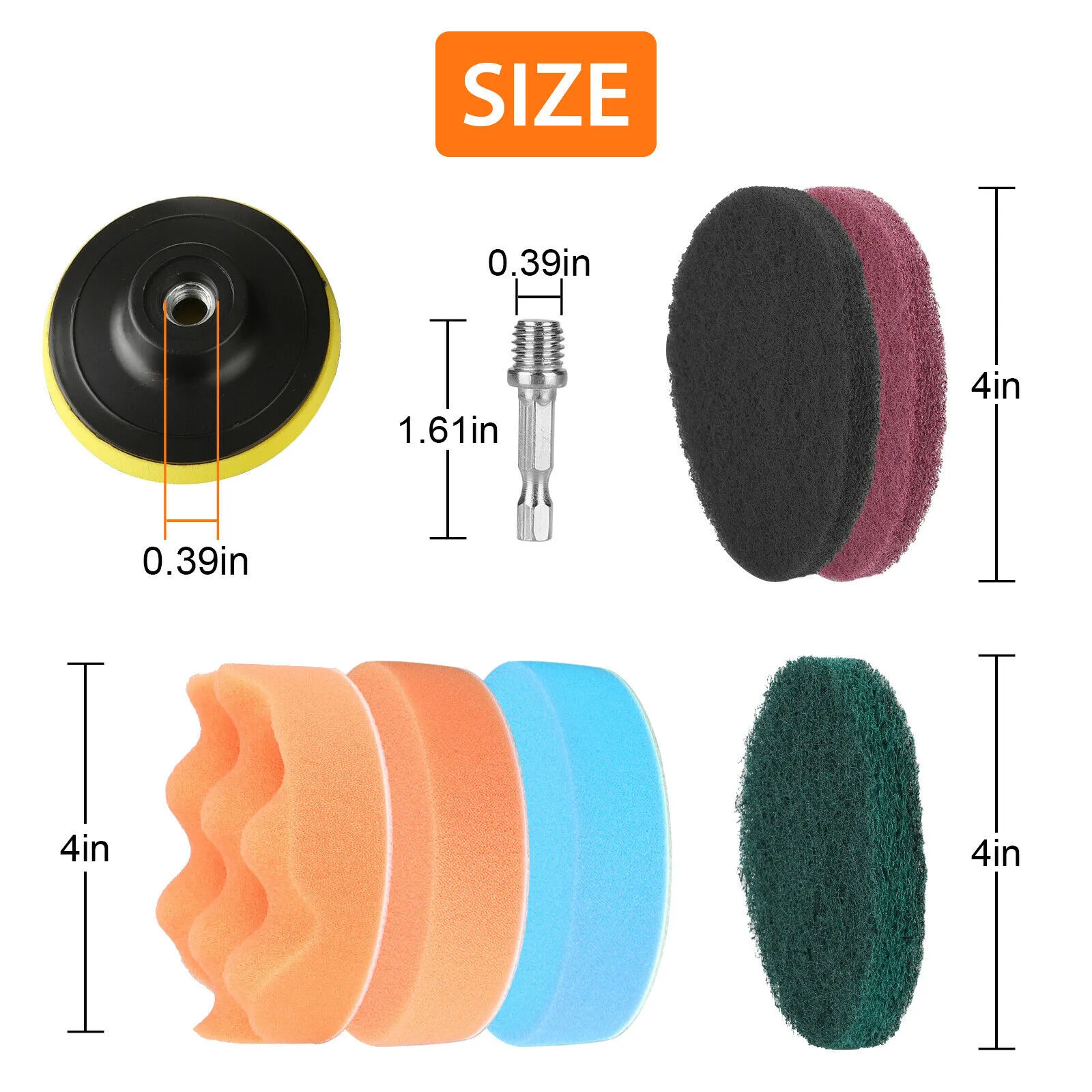 

For Drill Polishing Pads Kit Polisher Scouring Sponge 14PCS 4 Inch Attachment