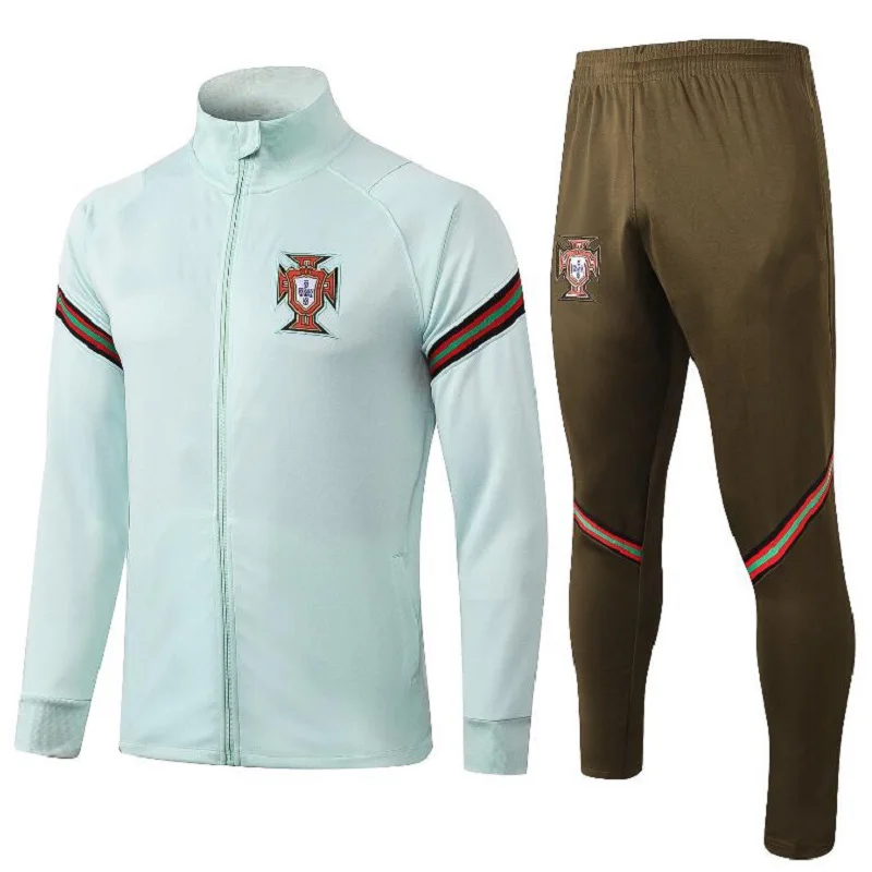 

2021 Portugal Adult Soccer Training RONALDO Tracksuits kits Hooded Football Sport Suit Sets Survetement MenTracksuits