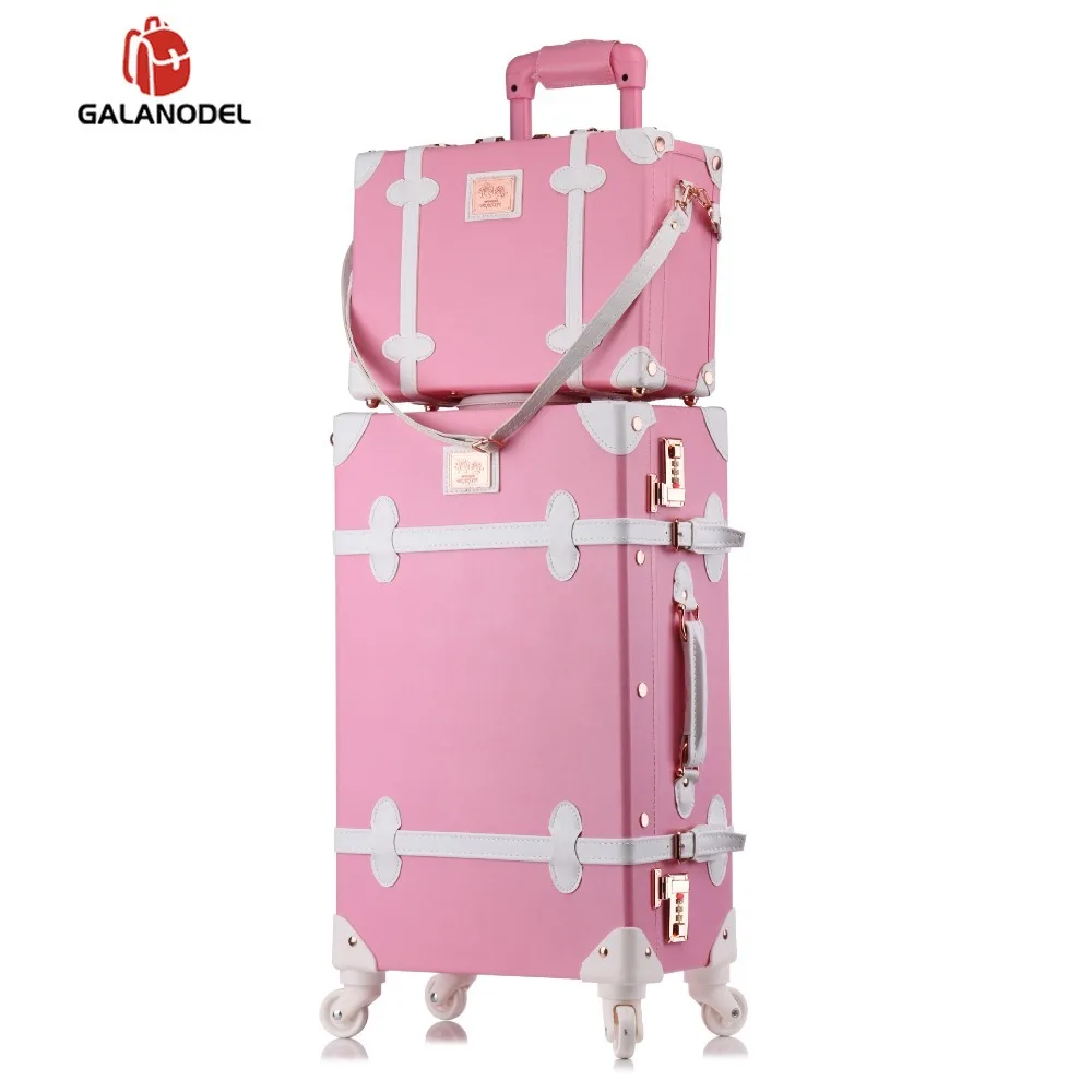 20/24/26 Inch Rolling Luggage Set Women Suitcase on Wheels PU Leather Pink Fashion Retro Trolley Cabin with Wheel Girls | Багаж и сумки