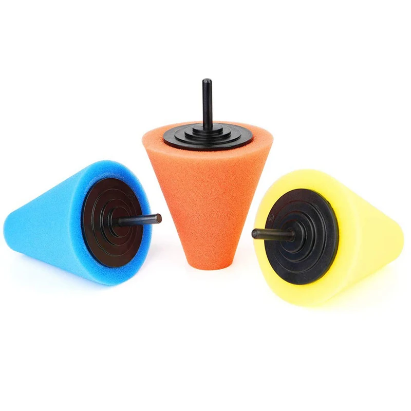 

Drill Buffing Sponge Pads Kit,1/4 inch 6mm Shank Buffing Polishing Sponge Cone for Automotive Car Wheels