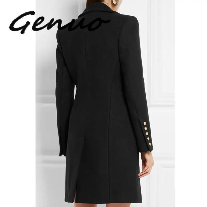 

New Arrival Winter Woolen Coat For Women 2020 Elegant Double-breasted Military Style Camel Black Wild Wool Blends Long Jacket