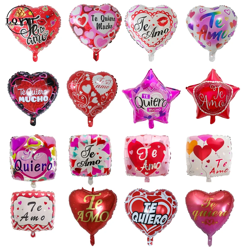 

10pcs 18'' Spanish globos anniversary I love you ballon love wedding Valentine's Day groom and bride helium Aluminium film globo