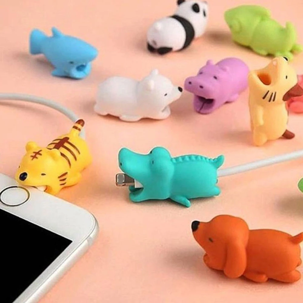 

Cute Panda Cable Protector Animal Bite Charging Cord Protective USB Cable Winder Holder Dog Cat Bear Cable Protector Cable Wire