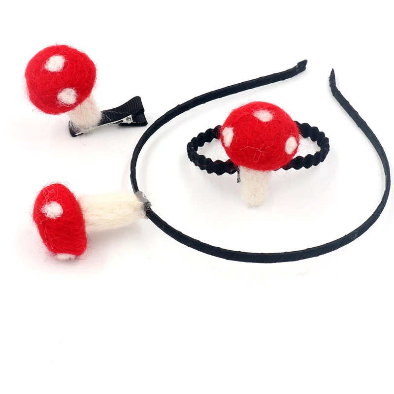 Детские резинки для волос в виде грибов милые детские Мультяшные фетровые зажимы