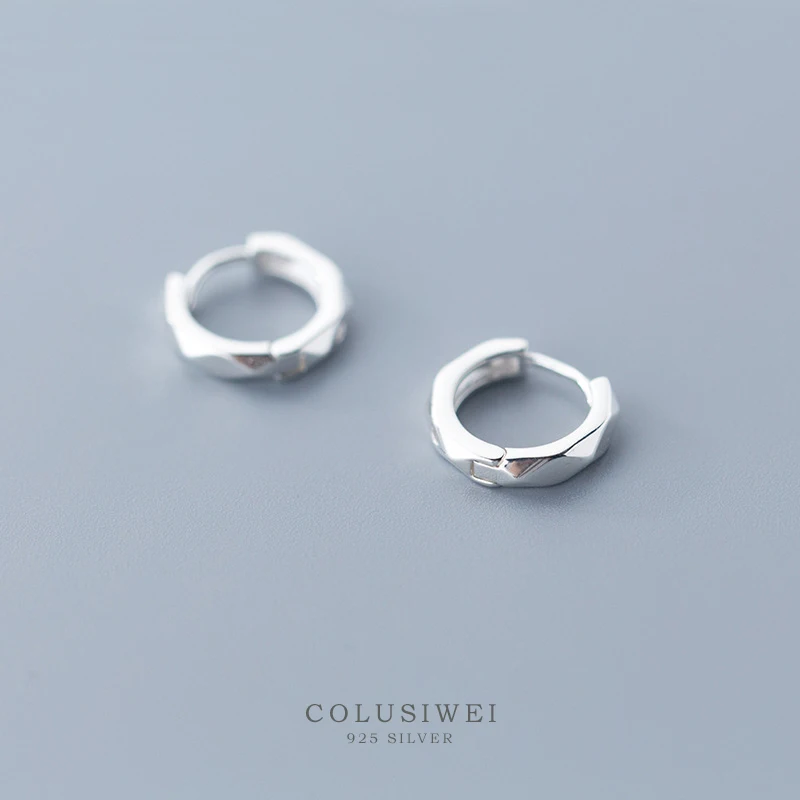 Женские серьги кольца из серебра 925 пробы с ромбовидным узором|Серьги-кольца| |