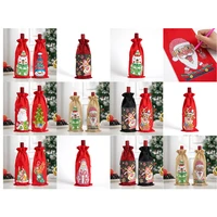 diy diamond painting christmas wine bottle bags cover merry christmas xmas wine bottle drawstring bag new year table decoration