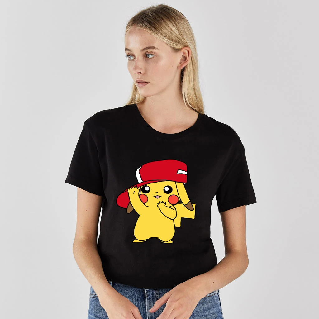 Kawaii Pika/женская футболка с рисунком NO COFFEE NO WORKEE, лето, свободная футболка с рисунком, топ с короткими рукавами, плотно прилегающий Мягкий Топ для девочек
