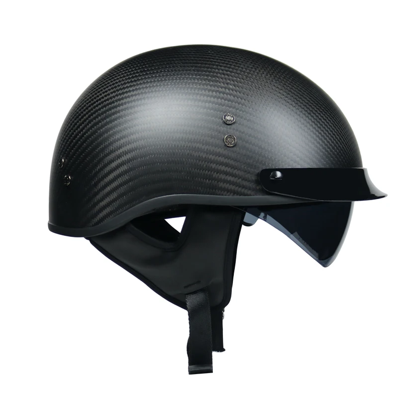  New Retro Carbon Fibre Helmets for women and men Motorcycle half helmet Electric safety with Bongrace | Автомобили и мотоциклы