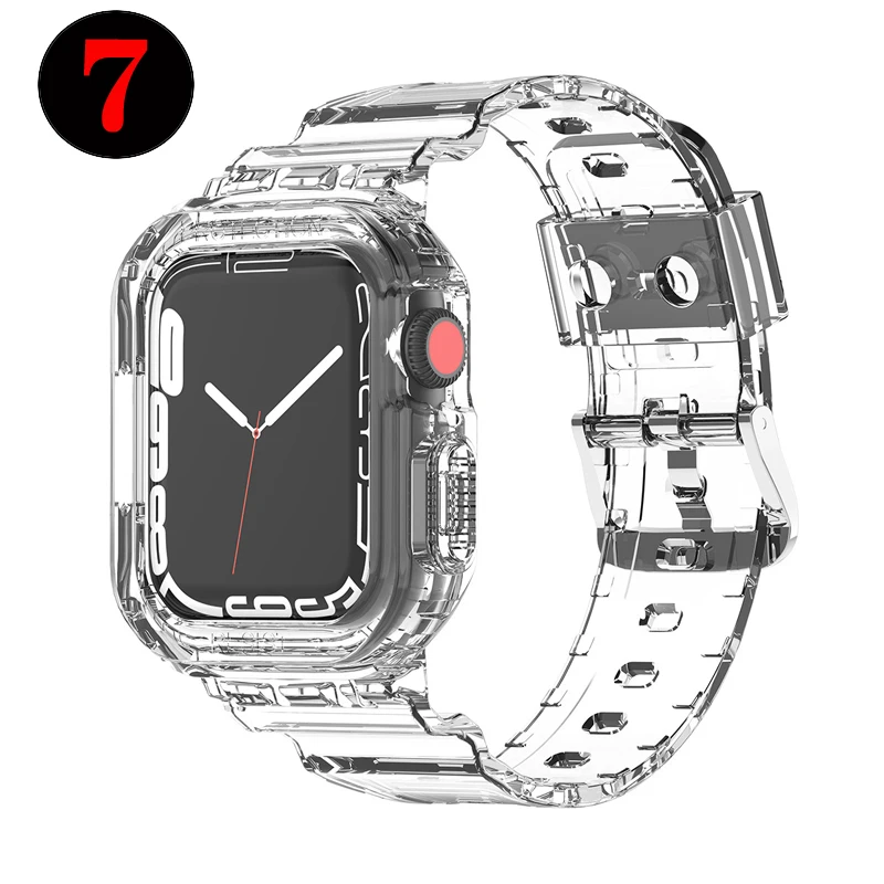 Ремешок прозрачный для Apple Watch Band 45 мм 41 мм, силиконовый сменный спортивный браслет для iWatch Series 7, аксессуары