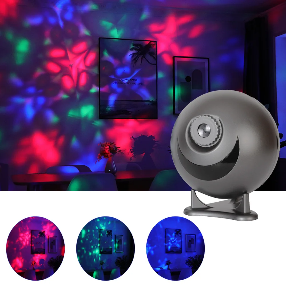 LED Colorful Kaleidoscope Projection Lamp Night Light Decoration Bedroom For Home Room Christmas Gift Decor Lights Indoor