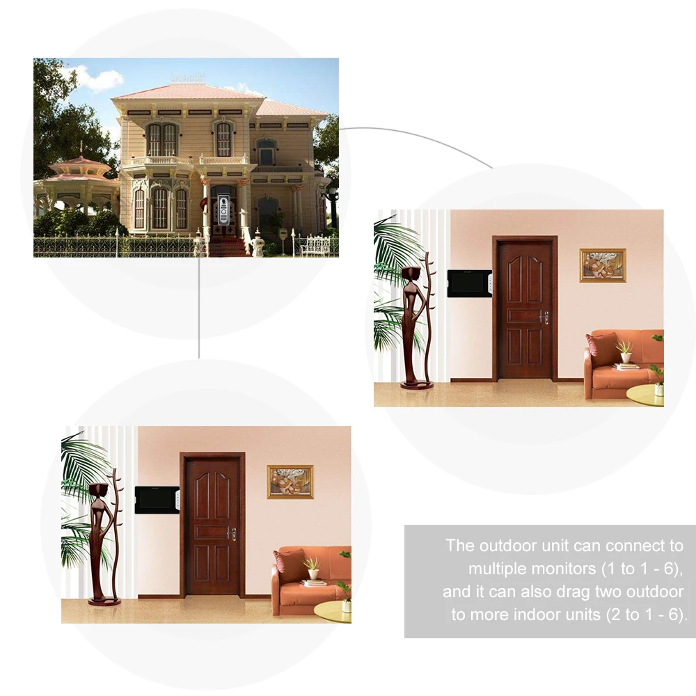 Видеодомофон OWSOO 7 дюймов домофон с 2 мониторами для помещений и 1 наружной камерой