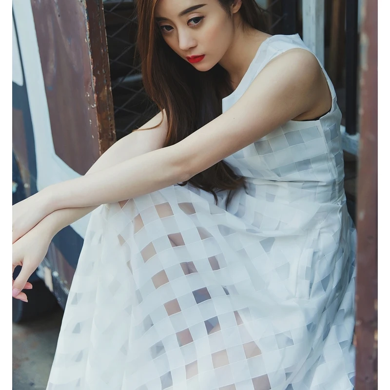 Женское облегающее платье из органзы элегантное пляжное белое с высокой талией и