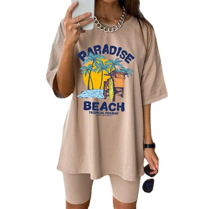 

2021 Summer Women's oversize t-shirt Vintage Casual Streetwear Letter Print Graphic T Shirts Women Crop Tops Loose Short Sleeve