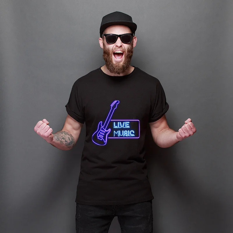 

New Coming Live Music Neon O-Neck Unisex Tee-Shirt Faddish Streetwear T-Shirt High Quality O Neck Tee Shirt Drop Shipping