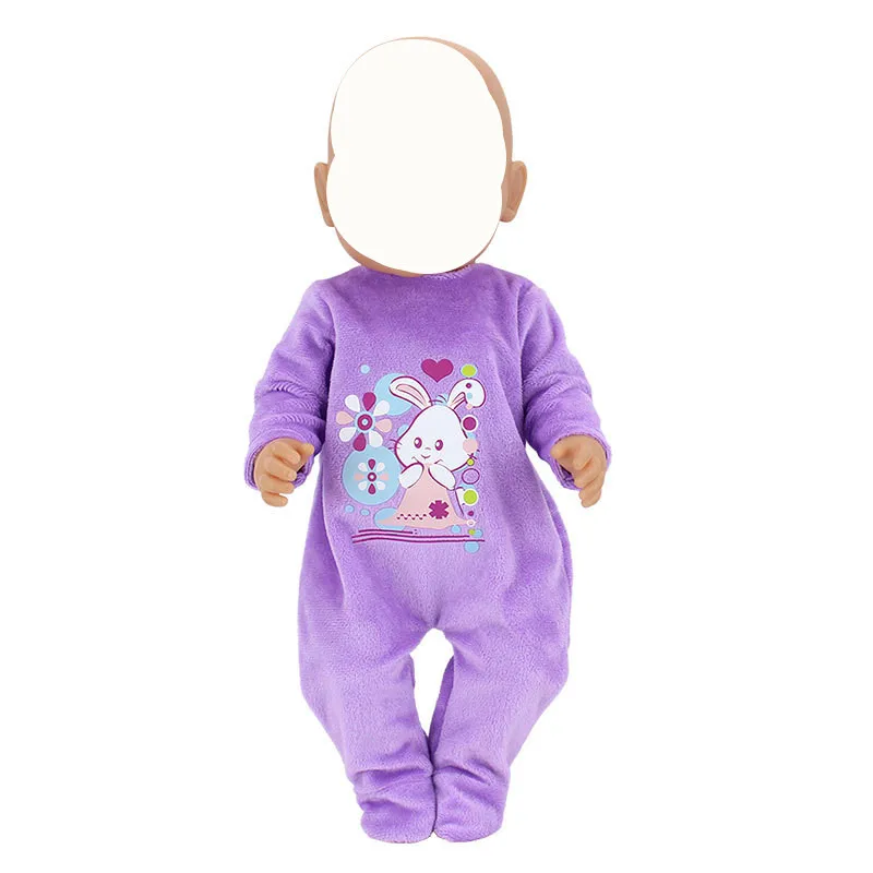 purple 18 дюймов США Девочка Кукла одежда подходит 43 см кукла 4 цвета комбинезон плюшевая одежда для ползания лучший подарок для детей кукла - Цвет: purple