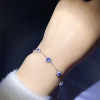 100 real and natural sapphire chain bracelet free shipping natural real sapphire 925 sterling silver