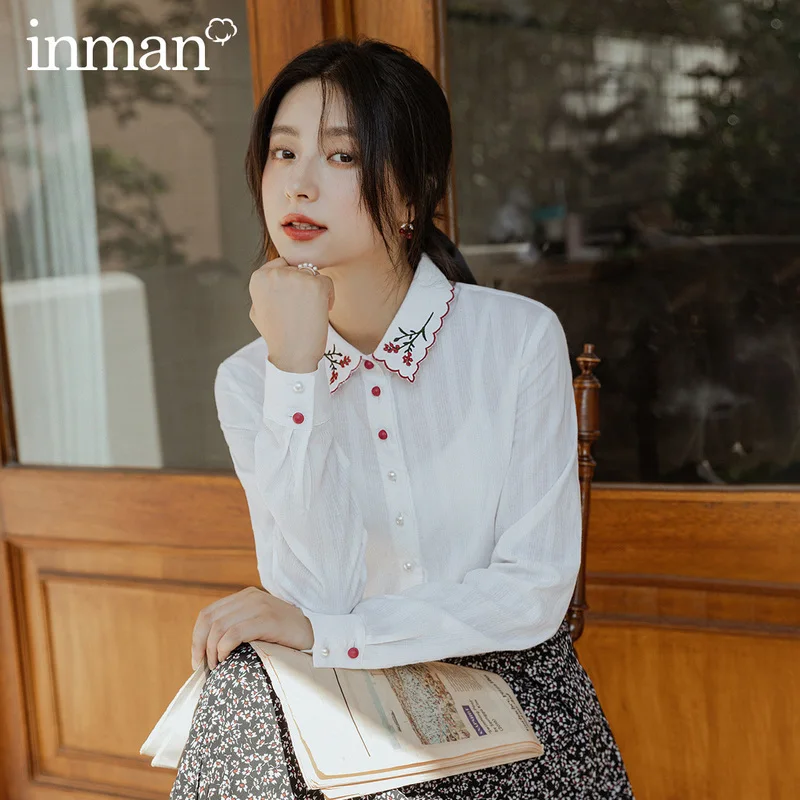 Инман весна осень Ретро стиль литературная хлопковая рубашка с длинным рукавом