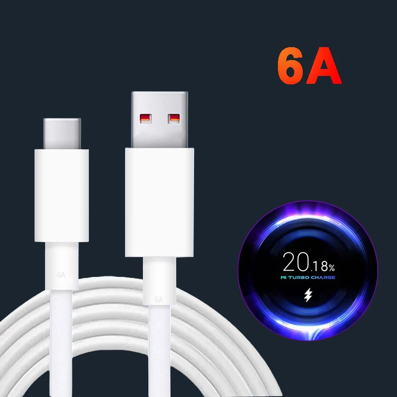 

6A USB tipo-C de carga rápida Cable de datos para XIAOMI Mi11 MI10T Pro Mi9 MIX3 2S Redmi K40 K30 Pro K20 Nota 10 9T 8 Pro 7 QC3