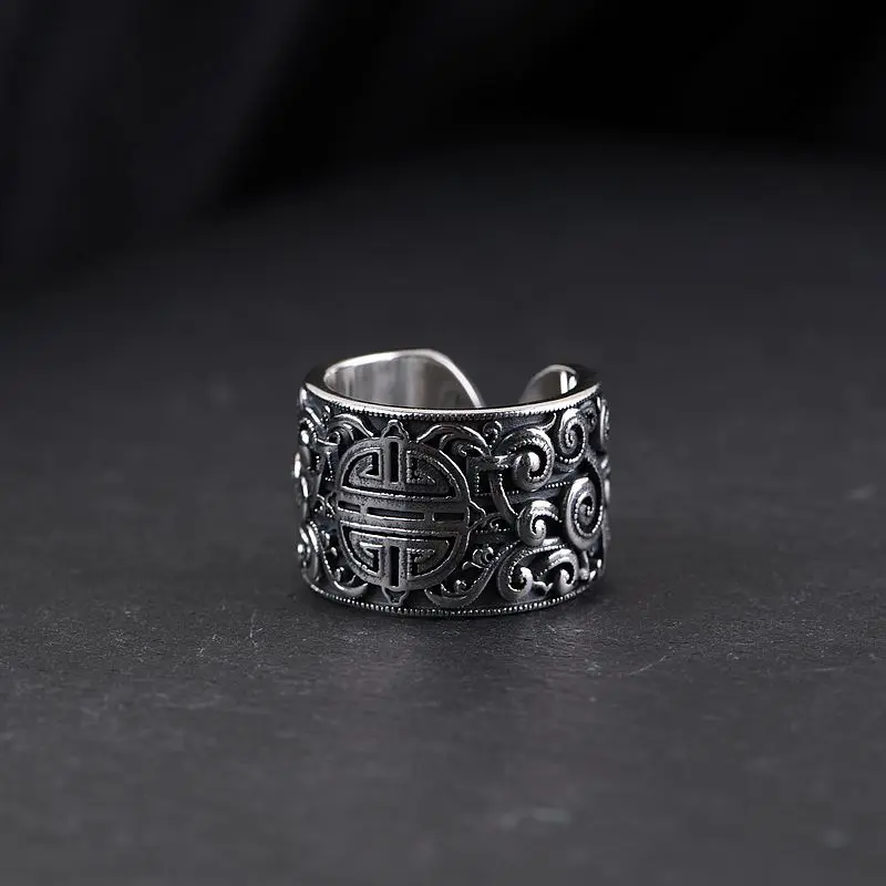 Кольцо мужское/женское однотонное из натурального серебра 925 пробы широкое с 3D