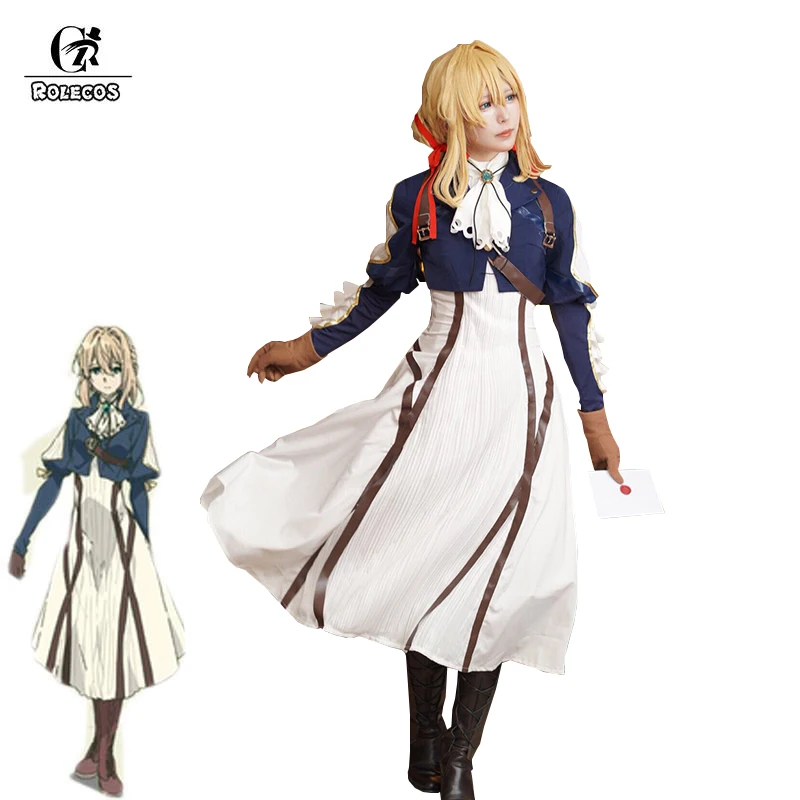 ROLECOS японский аниме фиолетовый Evergarden Косплей Костюм женский для косплея платье