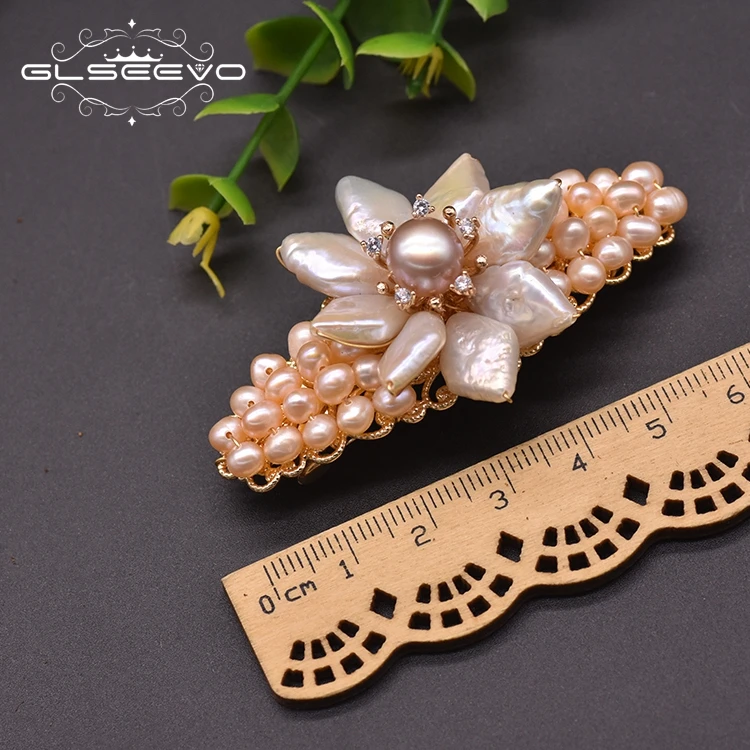 

GLSEEVO Natural Freshwater Baroque Pearl HairPin Korean Head For Couple Confession Flower Style Handmade Fashion Jewelry GH0016