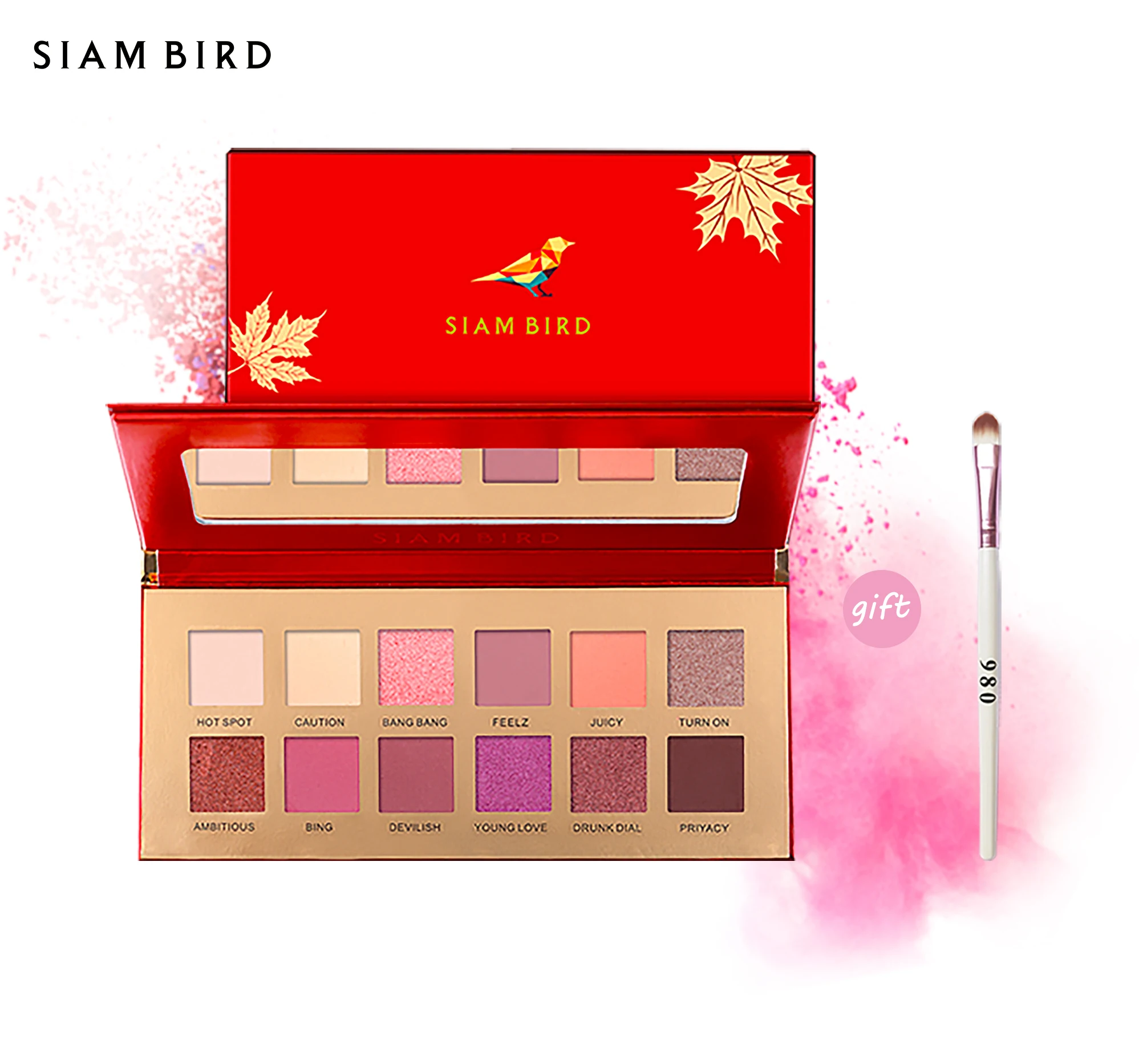 Siam Bird, новинка, Профессиональные Тени для век, палитра матовых блестящих теней для макияжа, палитра с высоким пигментом, тени для век, красные тени, яркая косметика