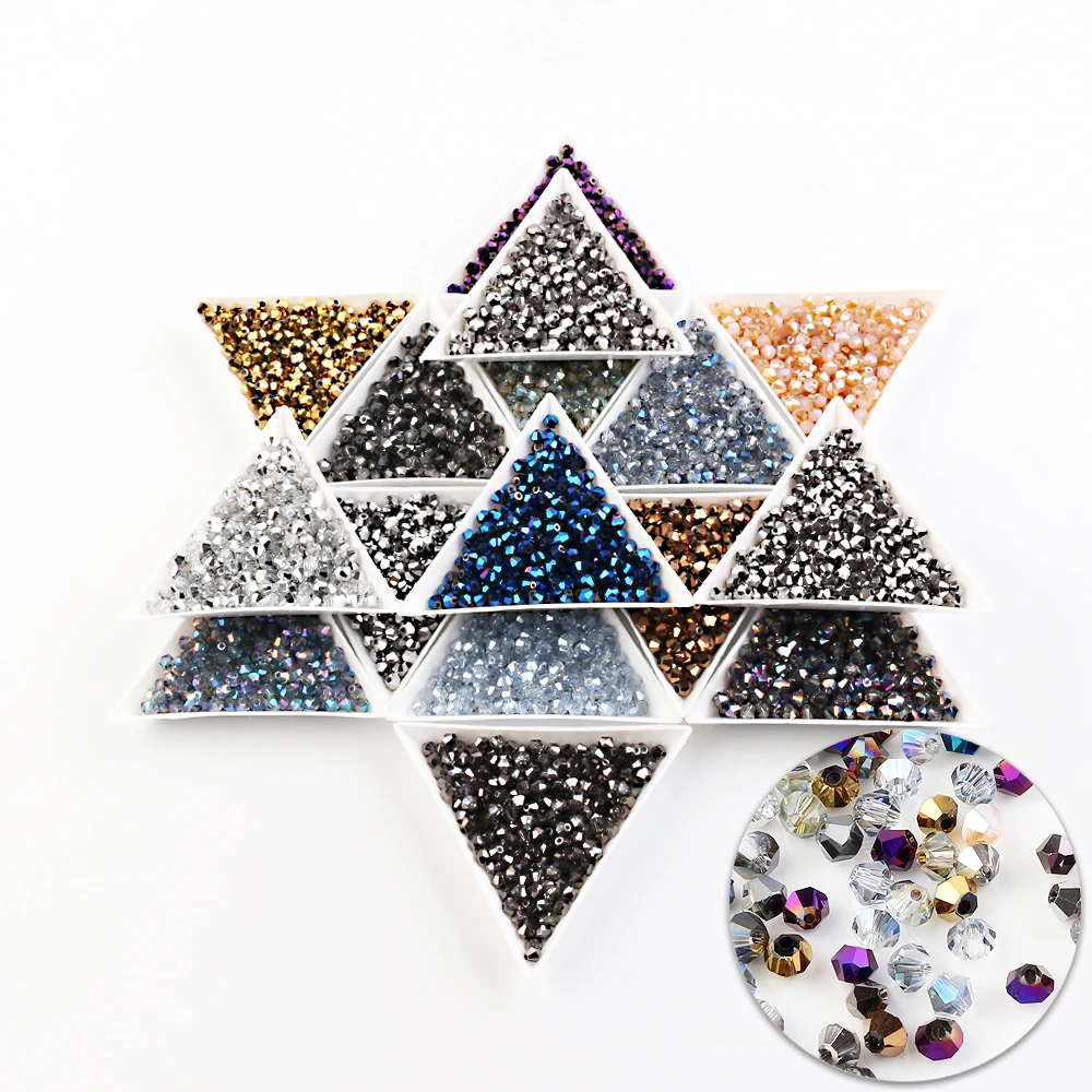 720pcs/bag AAA Top Quality Czech Glass Bicone Loose Beads 4mm Crystal Plated Bead DIY Jewelry Making For Needlework Accessories | Украшения