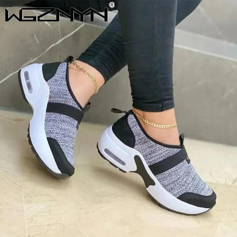 

2021 New Women's Casual Shoes Platform Color Matching Color Flats Ladies Shoes Casual Breathable Wedges Ladies Walking Sneakers