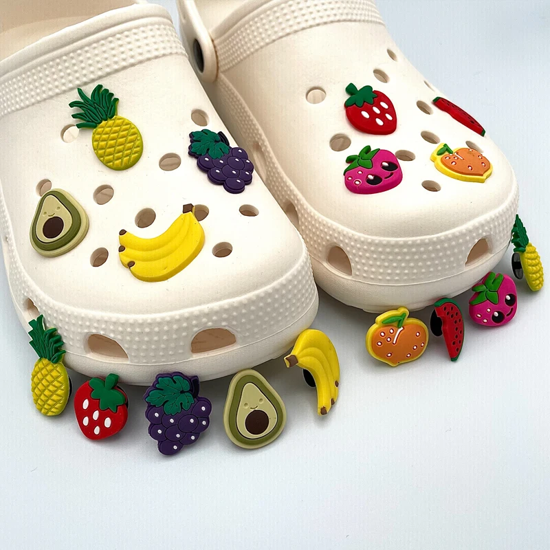 Cute PVC Fruit Banana Strawberry Shoe Badges Decoration Fit For Women's Croc Sandals Clogs Charms Children's Gifts Accessories