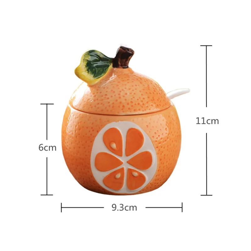 

1 Pcs Cute Fruit Pomegranate Shape Condiment Bottle Creative Ceramic Seasoning Bottle Jar with Cover Spoon Flavouring Container