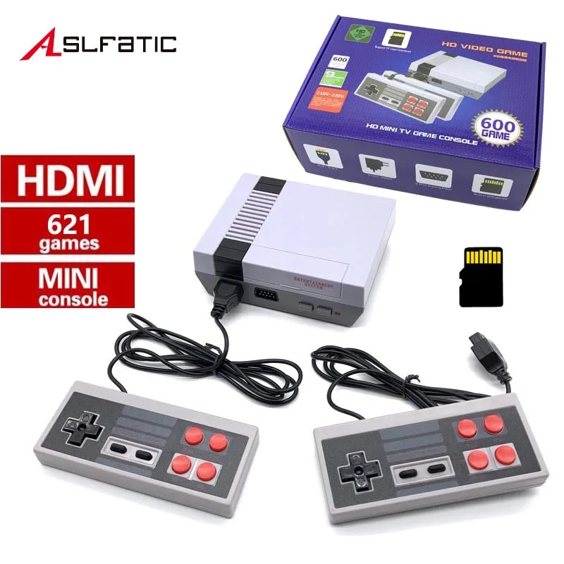 Мини-классическая игровая консоль NES tv с поддержкой tf-карты 8 бит Ретро игровая консоль встроенный 621 игр HDMI Портативный игровой плеер