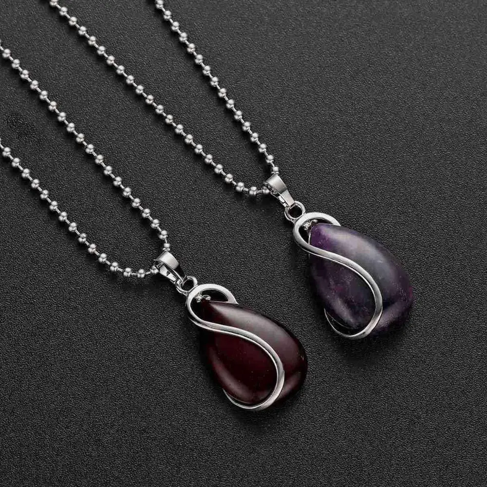 Женская мода слеза капли воды форма висячий камень ожерелье чакра подвески