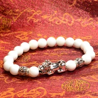 feng shui tibetan buddha natural shell stone beads bracelet men women unisex wristband pixiu wealth and good luck white bracelet