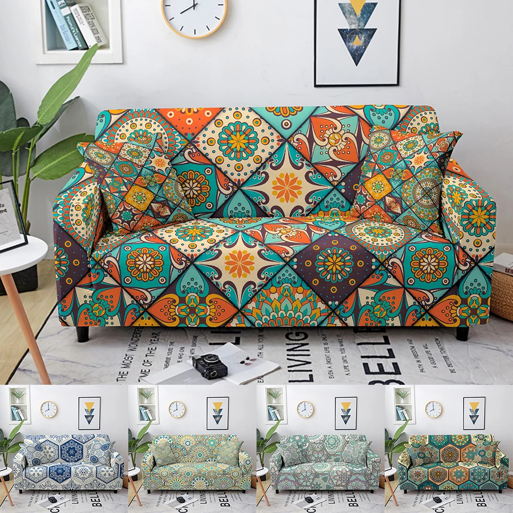 

Mandala Sofa Slipcovers Elastic Sofa Covers for Living Room Couch Cover Stretch Sectional Corner Sofa Covers 1/2/3/4 Seaters