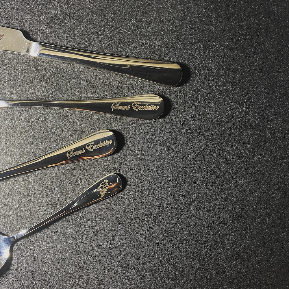 Personalized Wedding Party Spoon Knife 4 Pieces Set Custom  Tableware Forks Knives Stainless Steel Dessert Western Food Sets