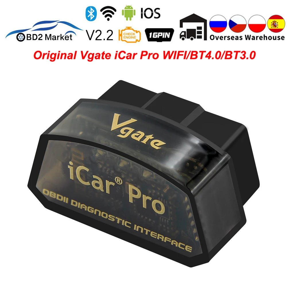 Автомобильный диагностический сканер Vgate iCar Pro ELM327 OBD2 Bluetooth 4 0 WIFI V2.2 для Android/IOS ELM 327 - Фото №1