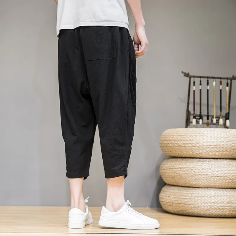 

5XL men yoga pant linen quickly dry loose harem bloomers running jogger fitness gym workout casual pant activewear sweatpant