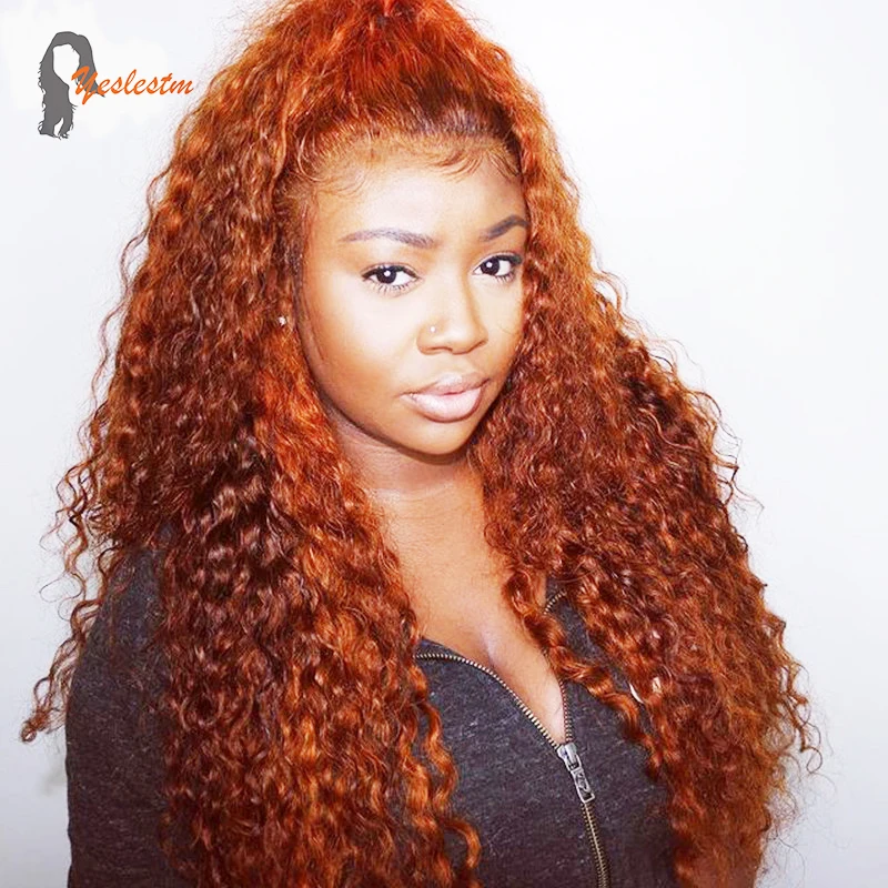 

Ginger Lace Frontal Wig Human Hair Kinky Curly Wave #350 Remy 13X4 Colored Lace Front Wigs Human Hair For Women 12-32 Inches