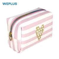 weplus women pu cosmetic bag pink green makeup pouch purse bags toiletry cases travel accessories box organizers laser zipper