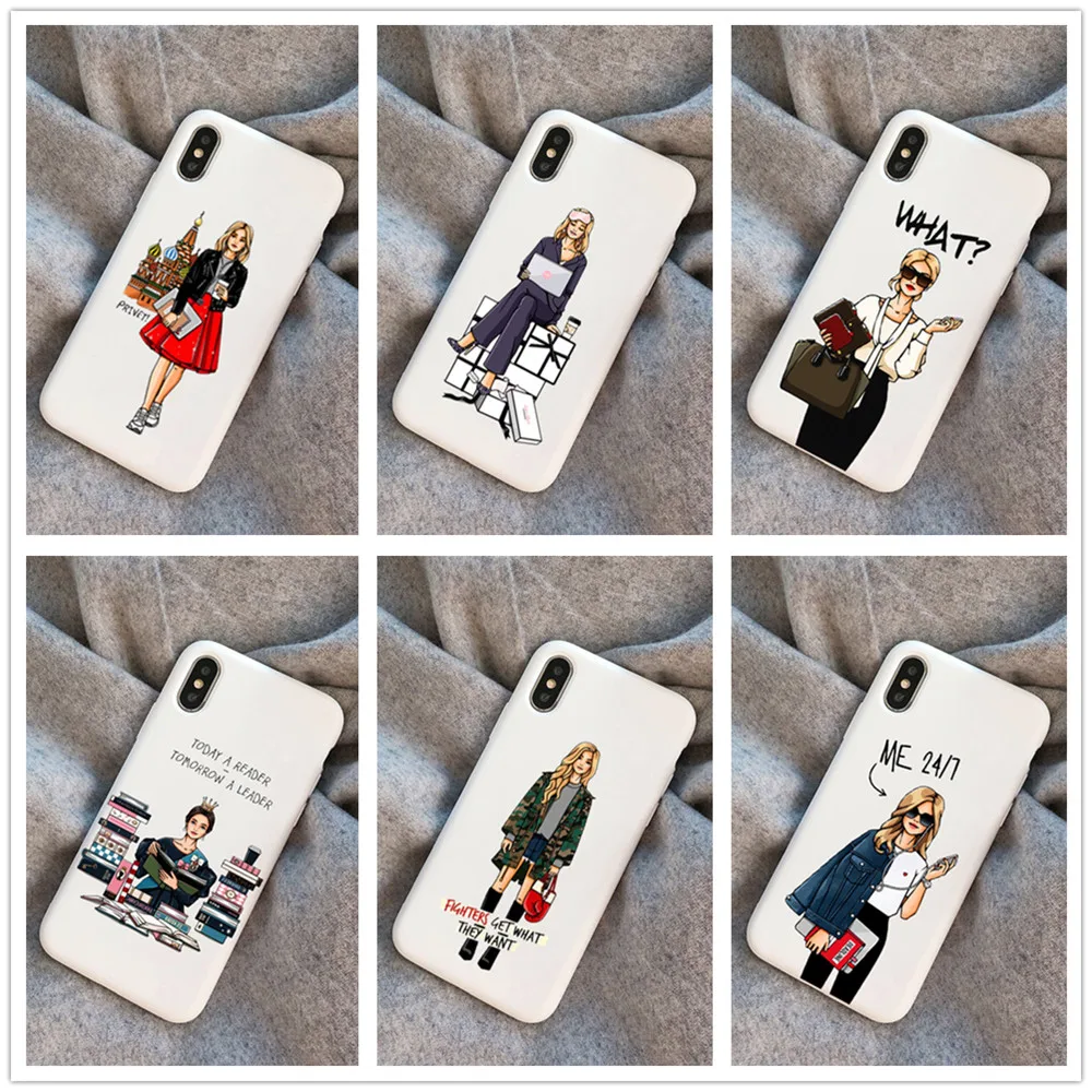 Модный жесткий чехол для телефона с изображением девушки босса матовый цветной