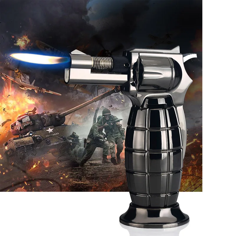 

Kitchen Torch Lighter Barbecue Zinc Alloy Shell Creative Throwing Portable Spray Butane Jet Lighter Gun Cigar Lighters Gift