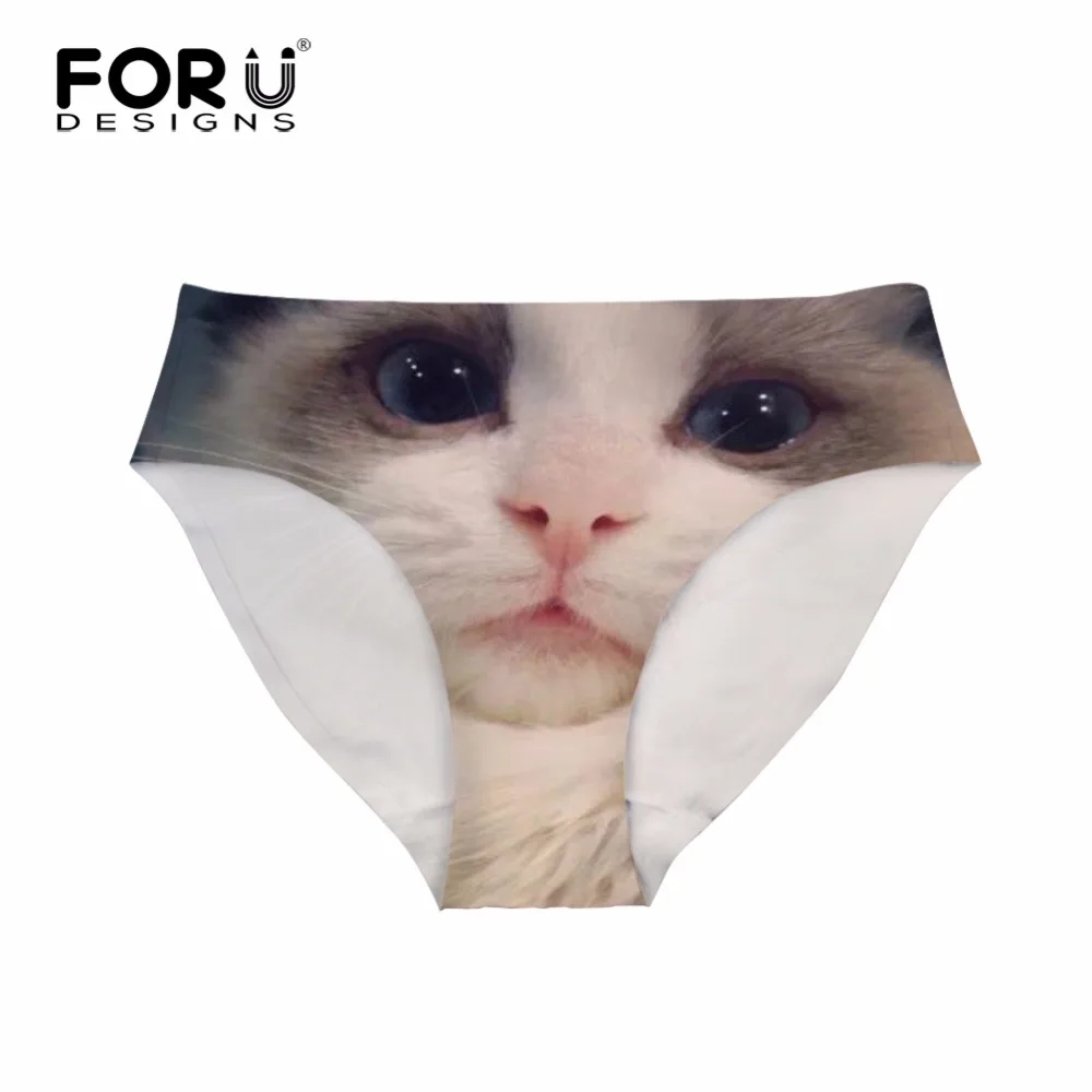 

FORUDESIGNS Cute Cat Print Women Panties 3D Animal Fitness Sexy Underwear Ultra-Thin Pink Fashion Brand Breathable Ladies Briefs