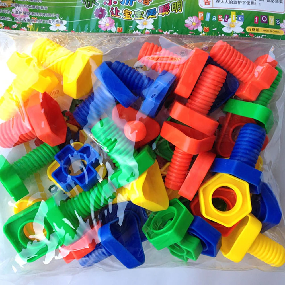 40Pcs/Set 3D Colorful Screw Nuts Bolts Building Puzzle Game Intelligent Kids Toy Model Assembling Early education toys - купить по