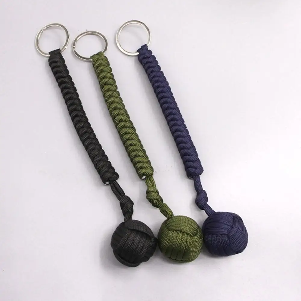 

Portable Outdoor self-defense field emergency survival kit key rings seven-core umbrella hand-woven keychain with steel ball